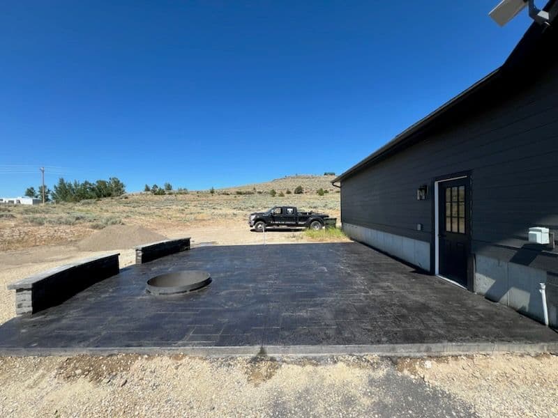 Gallery photos for Dark Stamped Concrete Patio with Fire Pit: Image #1