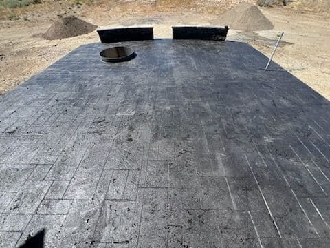 Gallery photos for Dark Stamped Concrete Patio with Fire Pit: Image #2